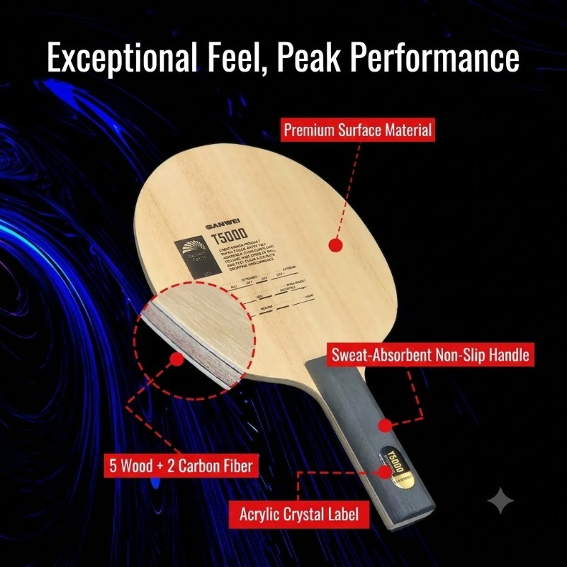 SANWEI T5000 탁구 블레이드 5겹 목재 2겹  - Stiga Carbon Blade 리뷰 및 가격